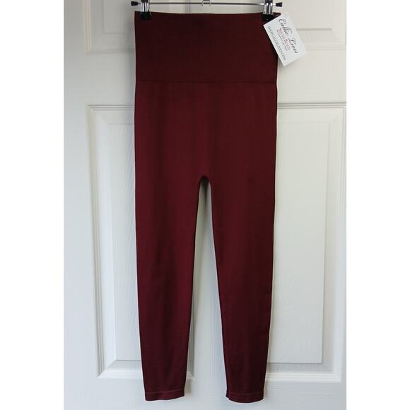 S/M Miz Seamless High Waist Burgundy Wine Leggings Small Medium Callie Zenana - Picture 3 of 11